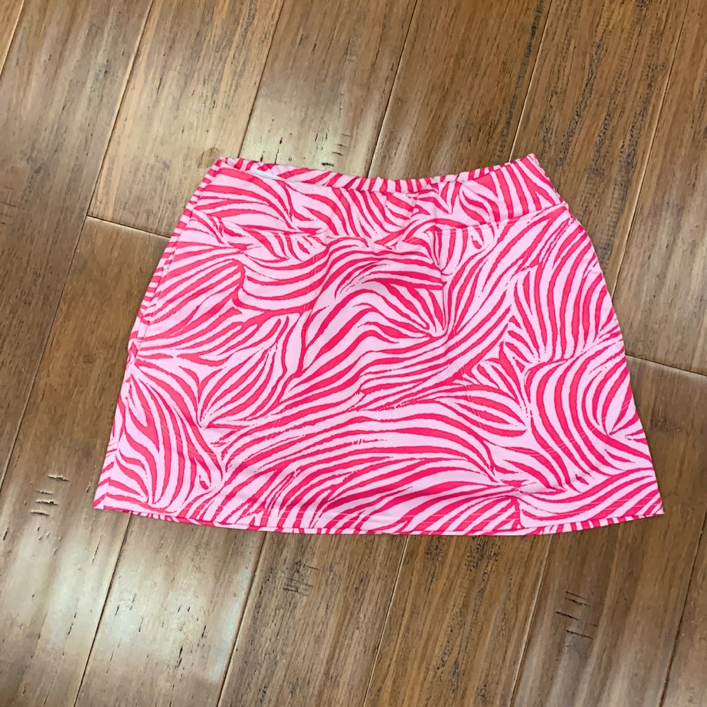 Pink zebra pattern polyester skort